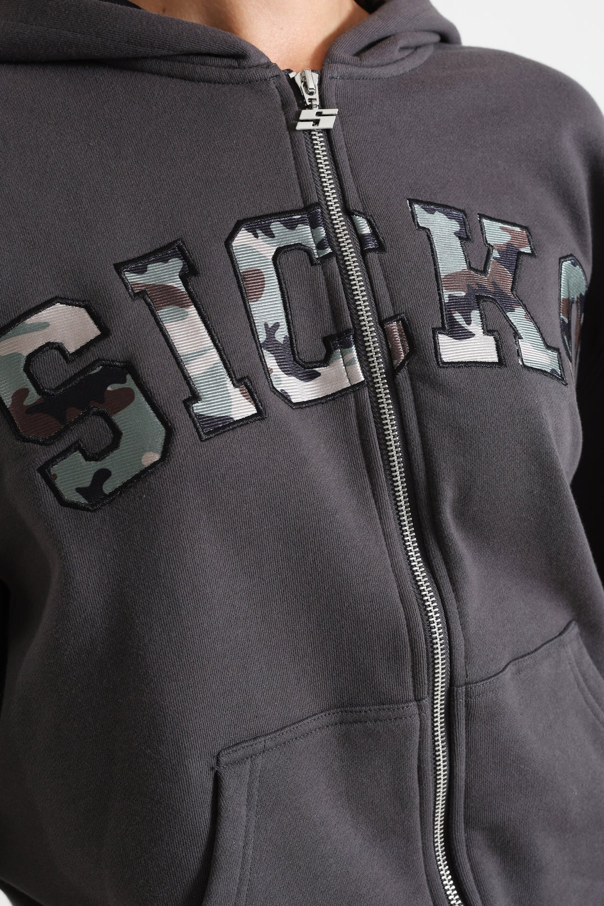 Oversized zip-up hoodie sweatshirt - Anthracite + Camouflage