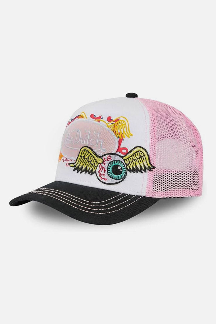 Trucker Cap / Snapback - White + Rose + Black