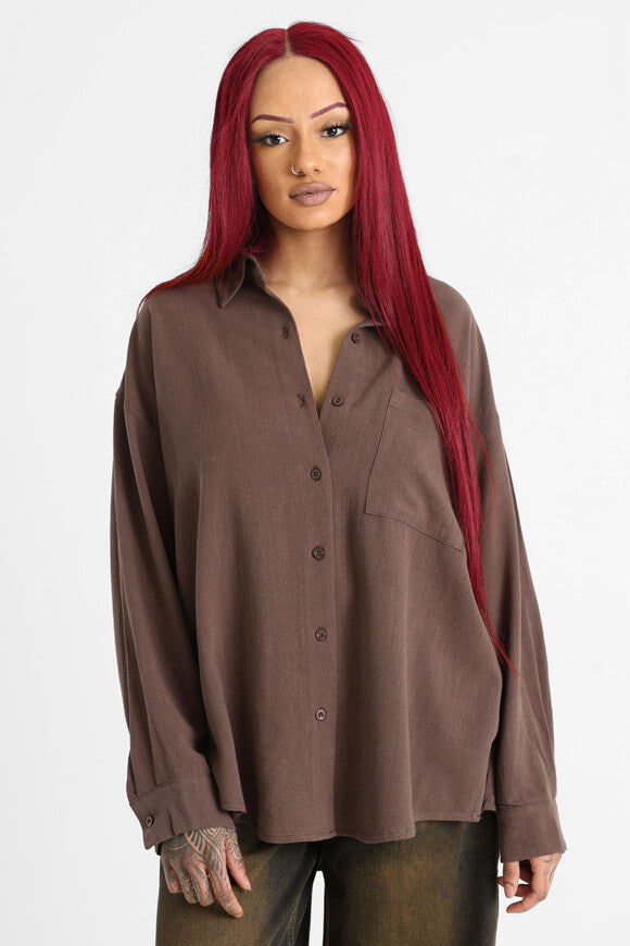 Chemise oversize en lin - Marron