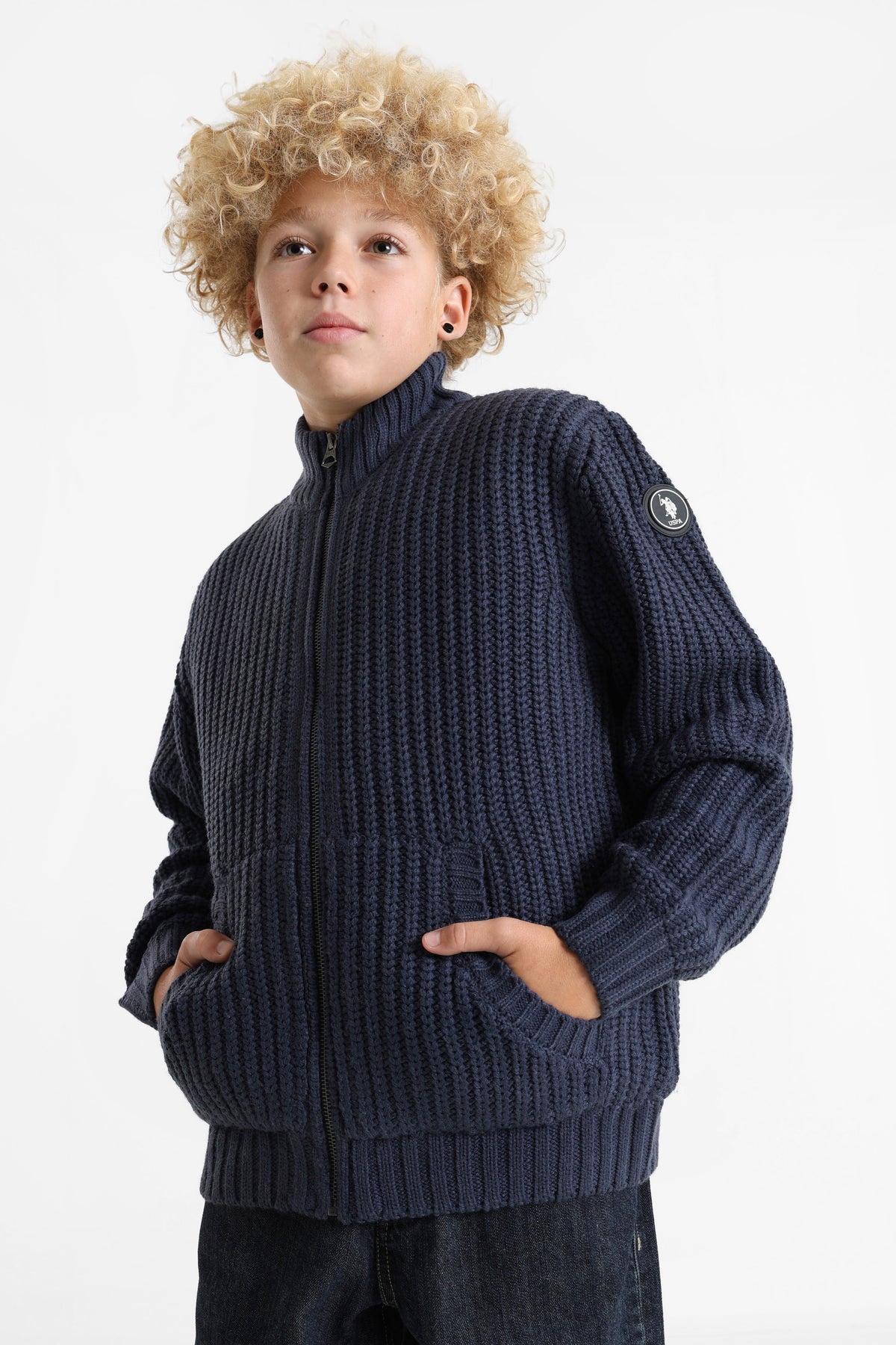 Crest Strickjacke  - Navy