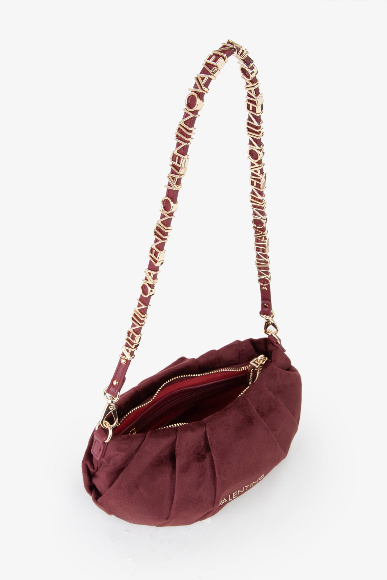 Borsa a mano / borsa a spalla in velluto Elita - Rosso scuro