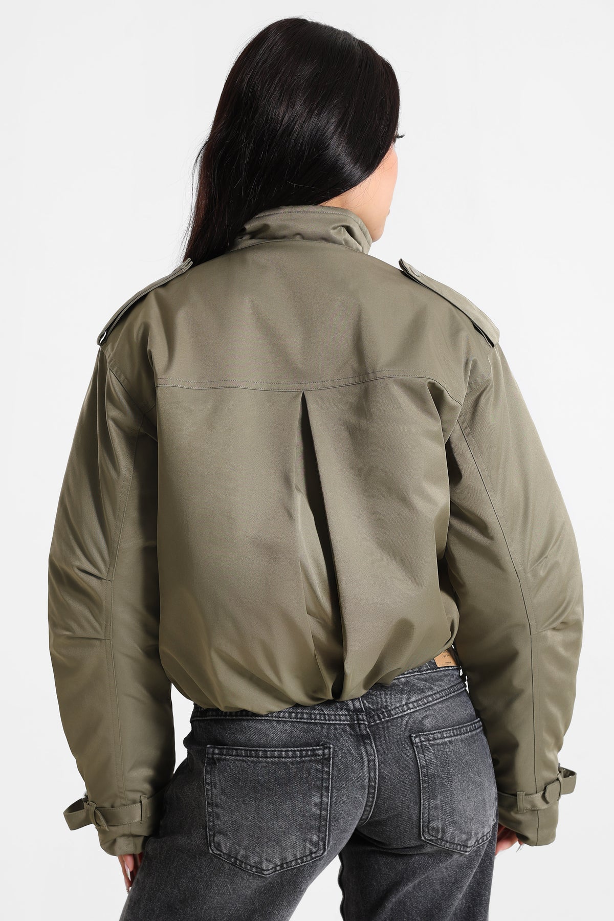 Wattierte Ballonjacke - Olive