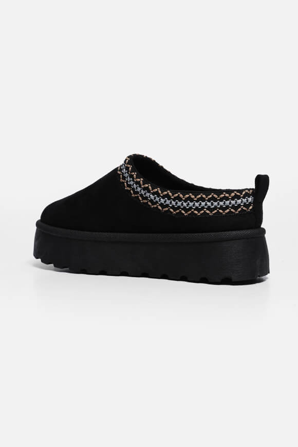 Lined platform slip-on shoes - Black