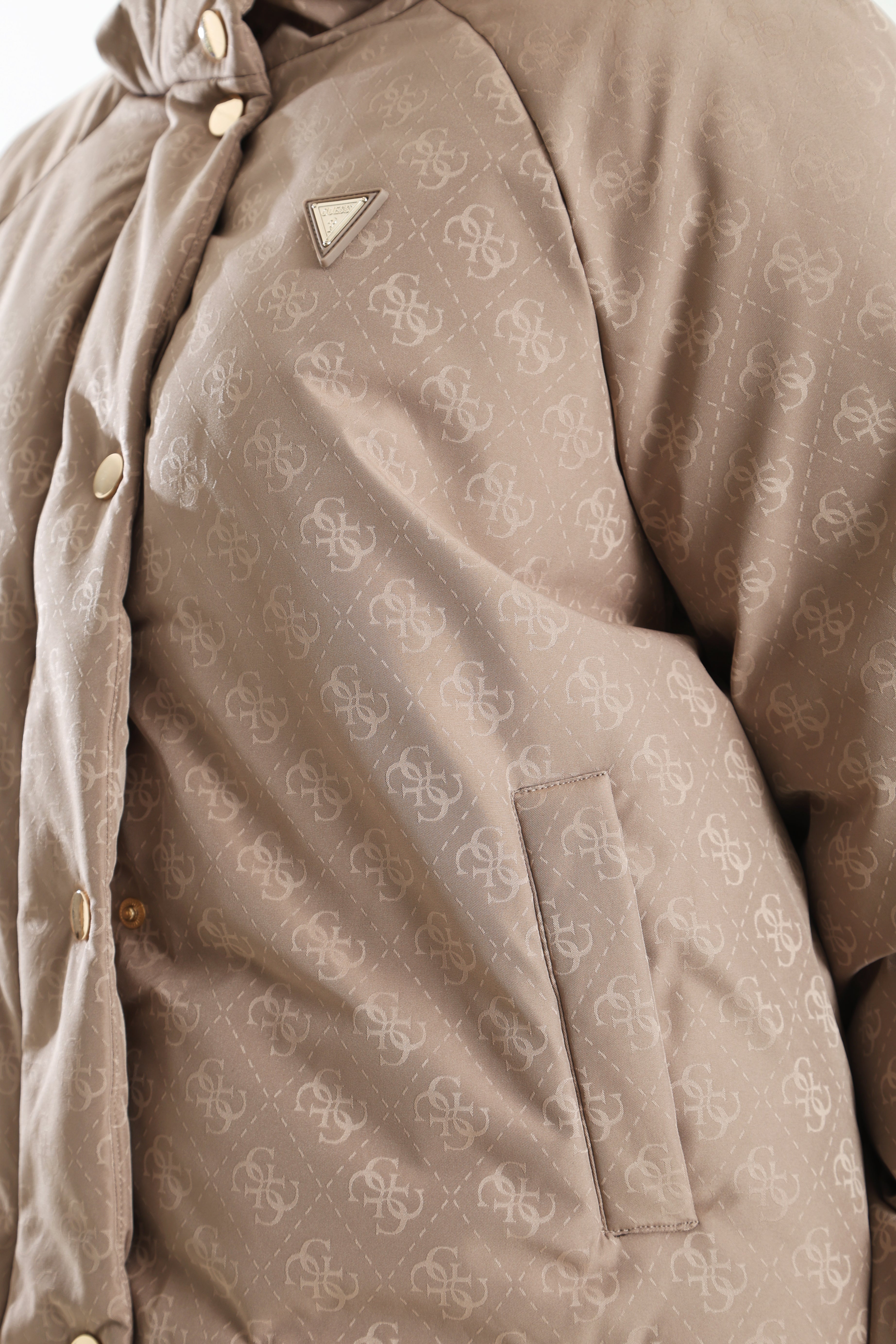 Jacquard Pufferjacke - Tan