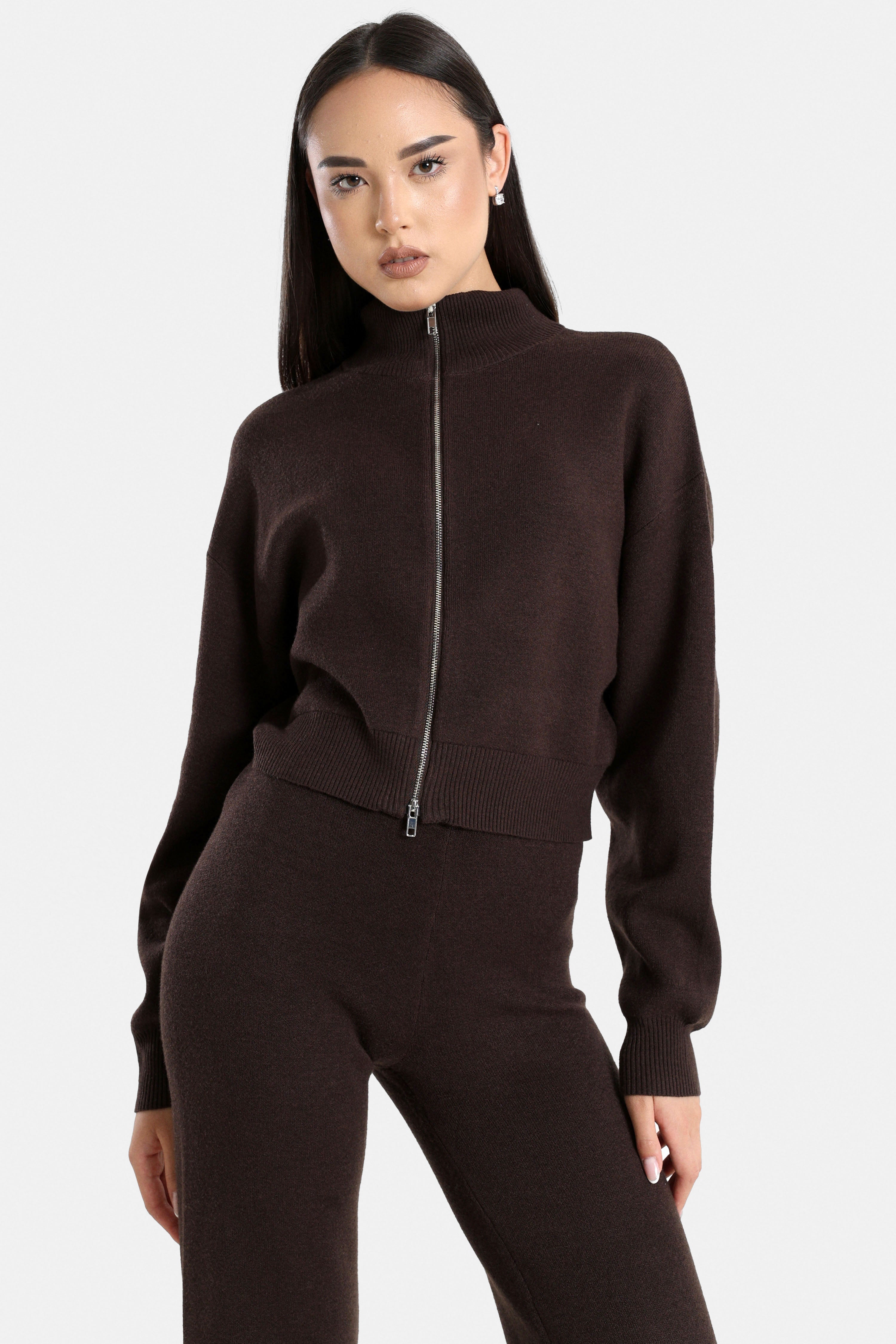 Jaquette en tricot - Brun foncé