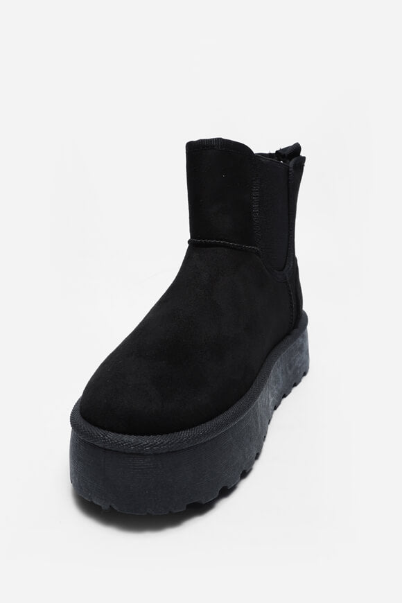 Gefütterte Plateau Stiefelette - Schwarz