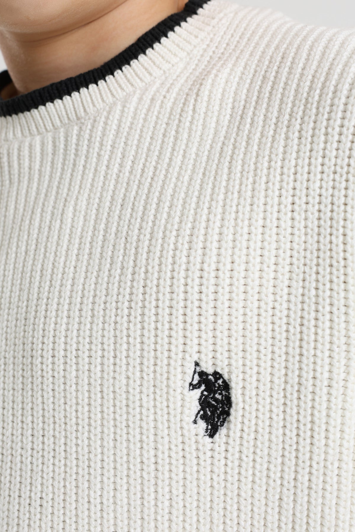 Dray Strickpullover - Offwhite + Black