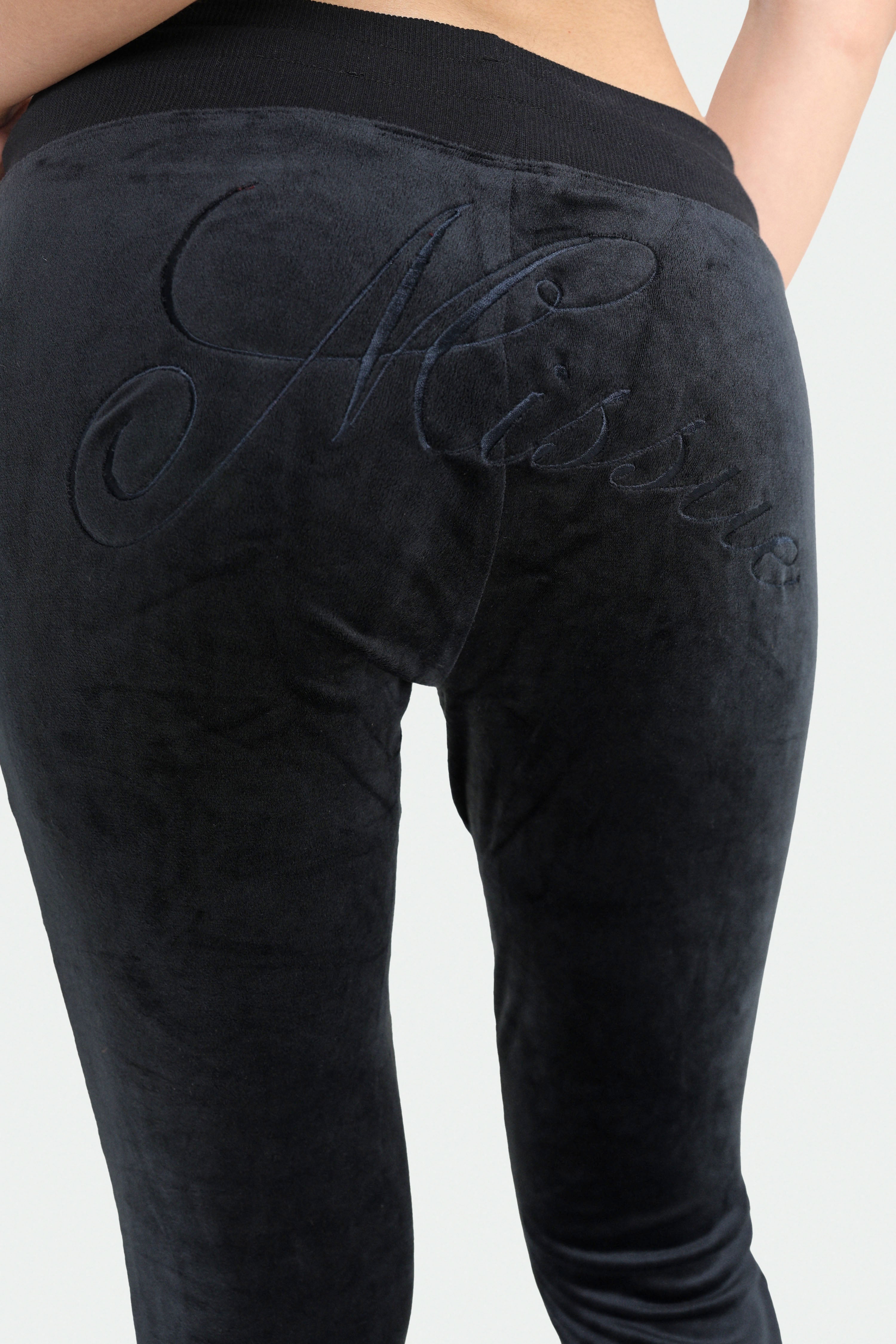 Flared velvet trousers - Black