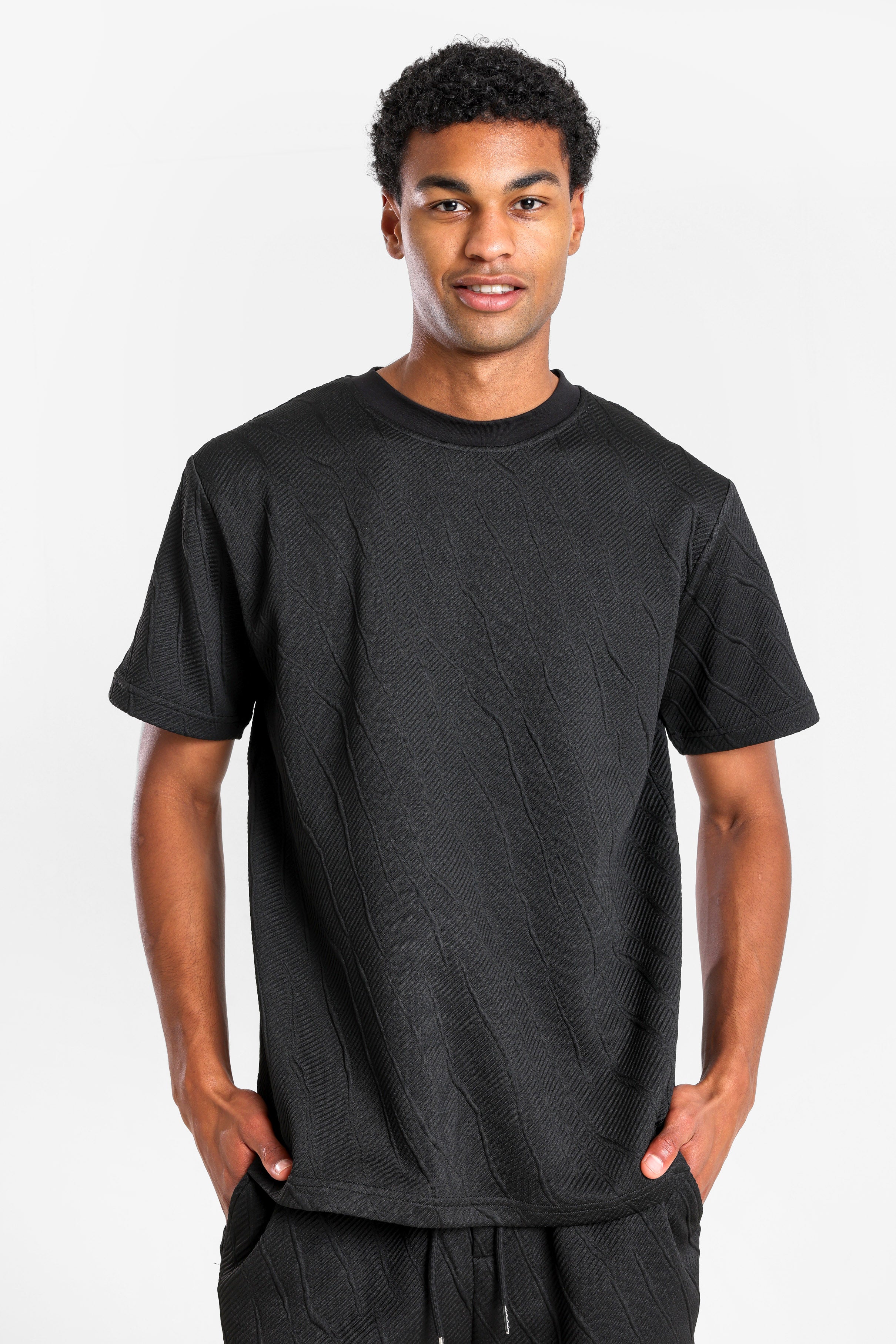 Strukturiertes T-Shirt - Black