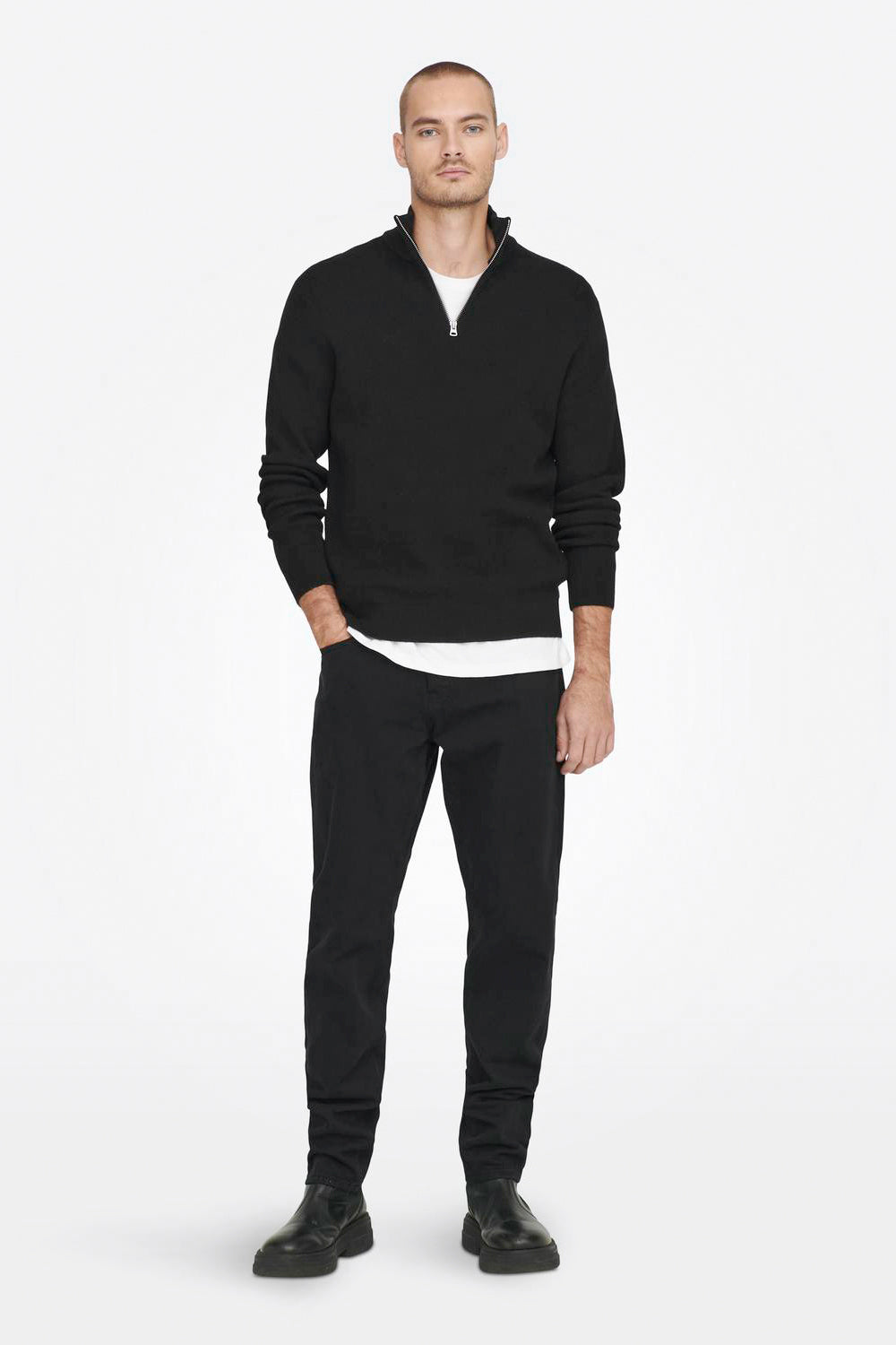Phil pull en tricot côtelé - Black