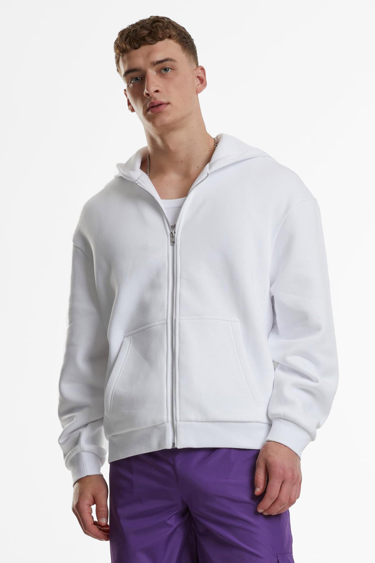 Fluffy Kapuzensweatjacke - White