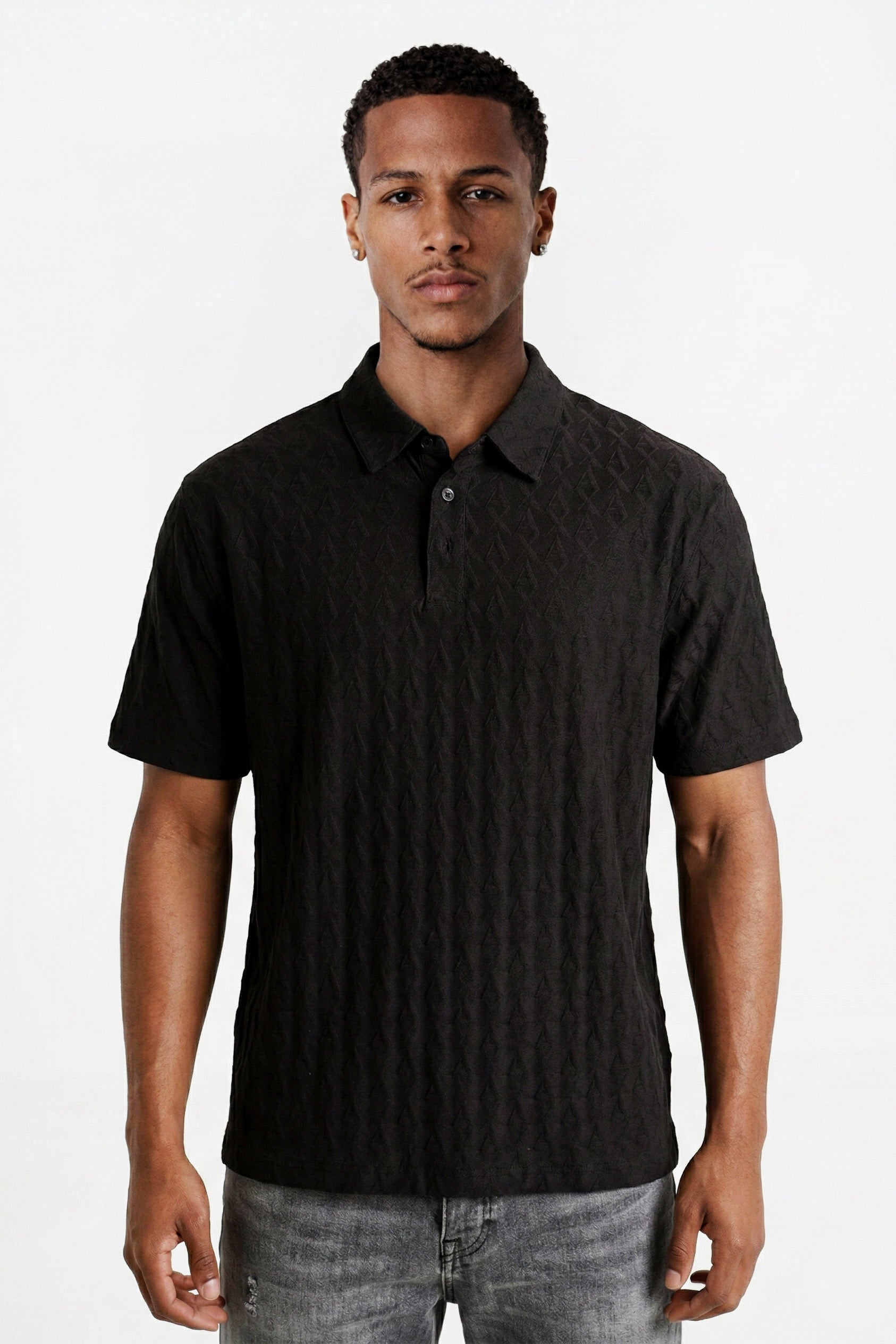 Polo en tissu structuré - Black