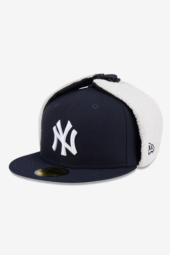 Fleece Trapper cap - Dark Navy + White