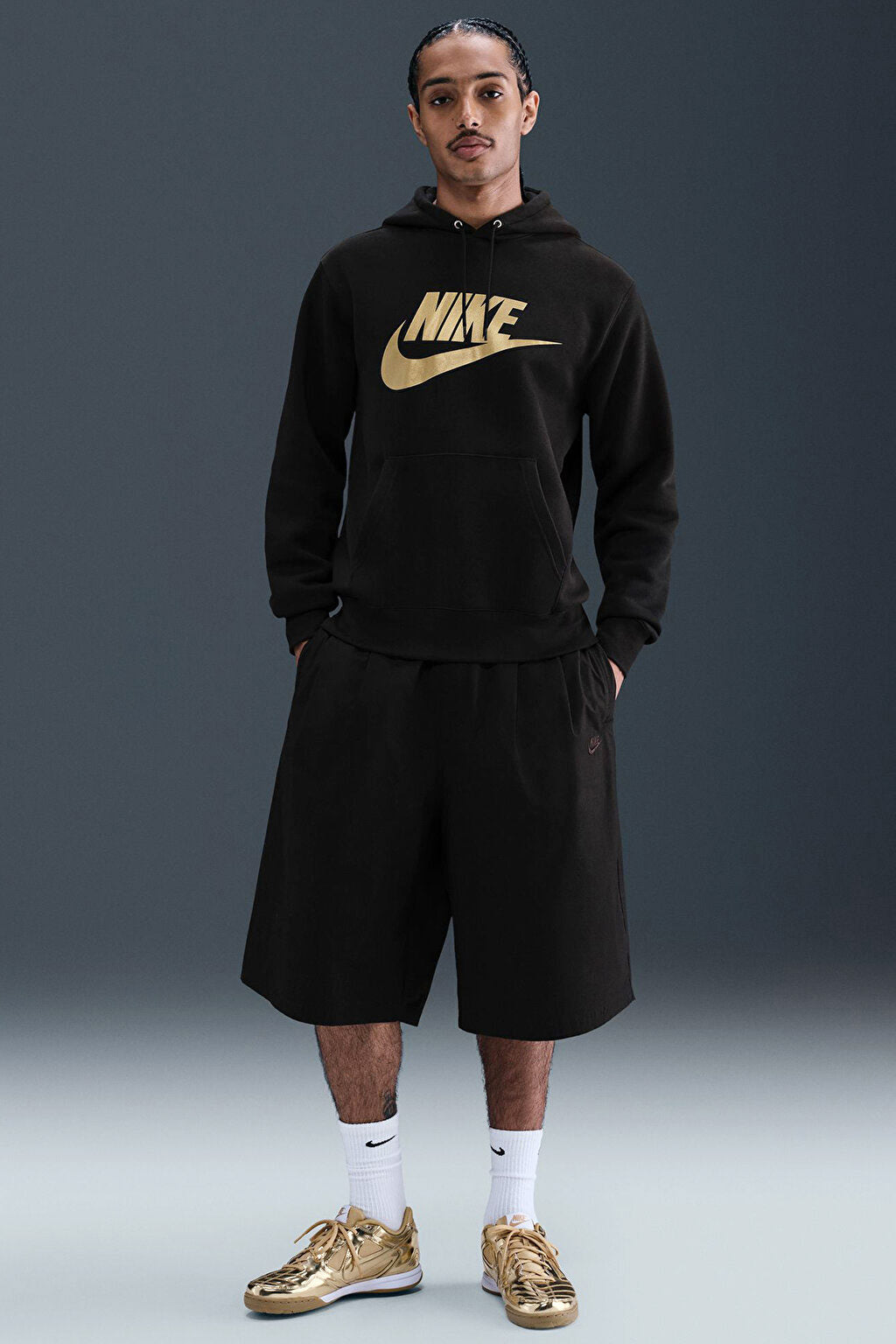 Kapuzensweatshirt - Black + Metallic Gold