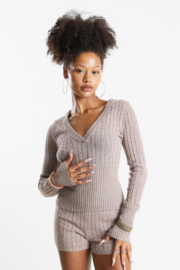 Knitted sweater - Brun chiné