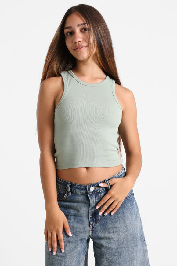 Ribbed crop tank top - Sage