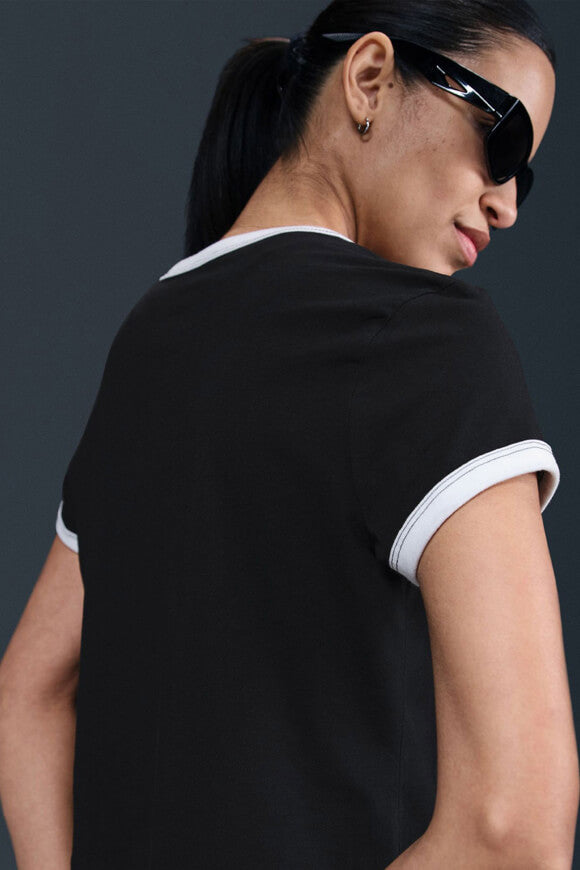 Ringer Crop T-Shirt - Black