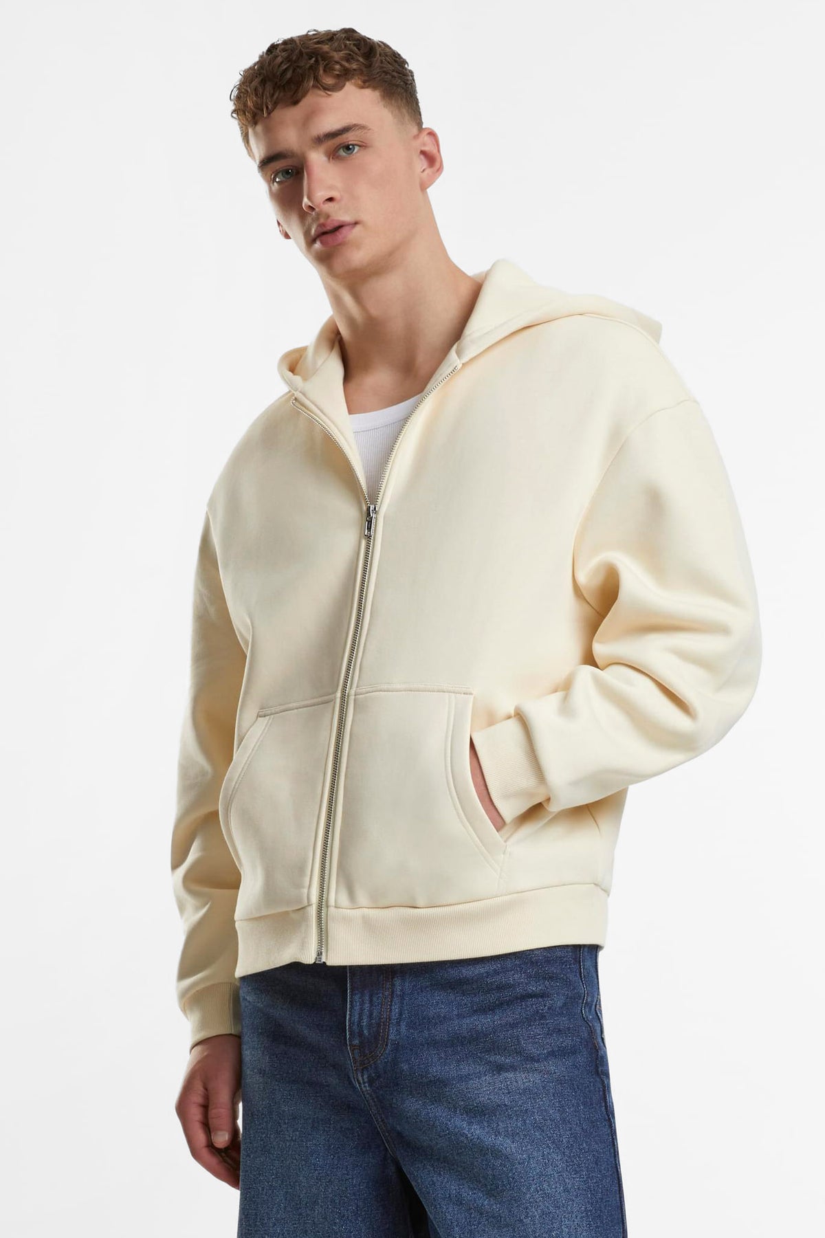 Fluffy Kapuzensweatjacke - Whitesand