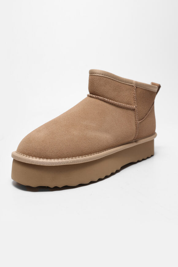 Lined platform ankle boot - Cappuccino