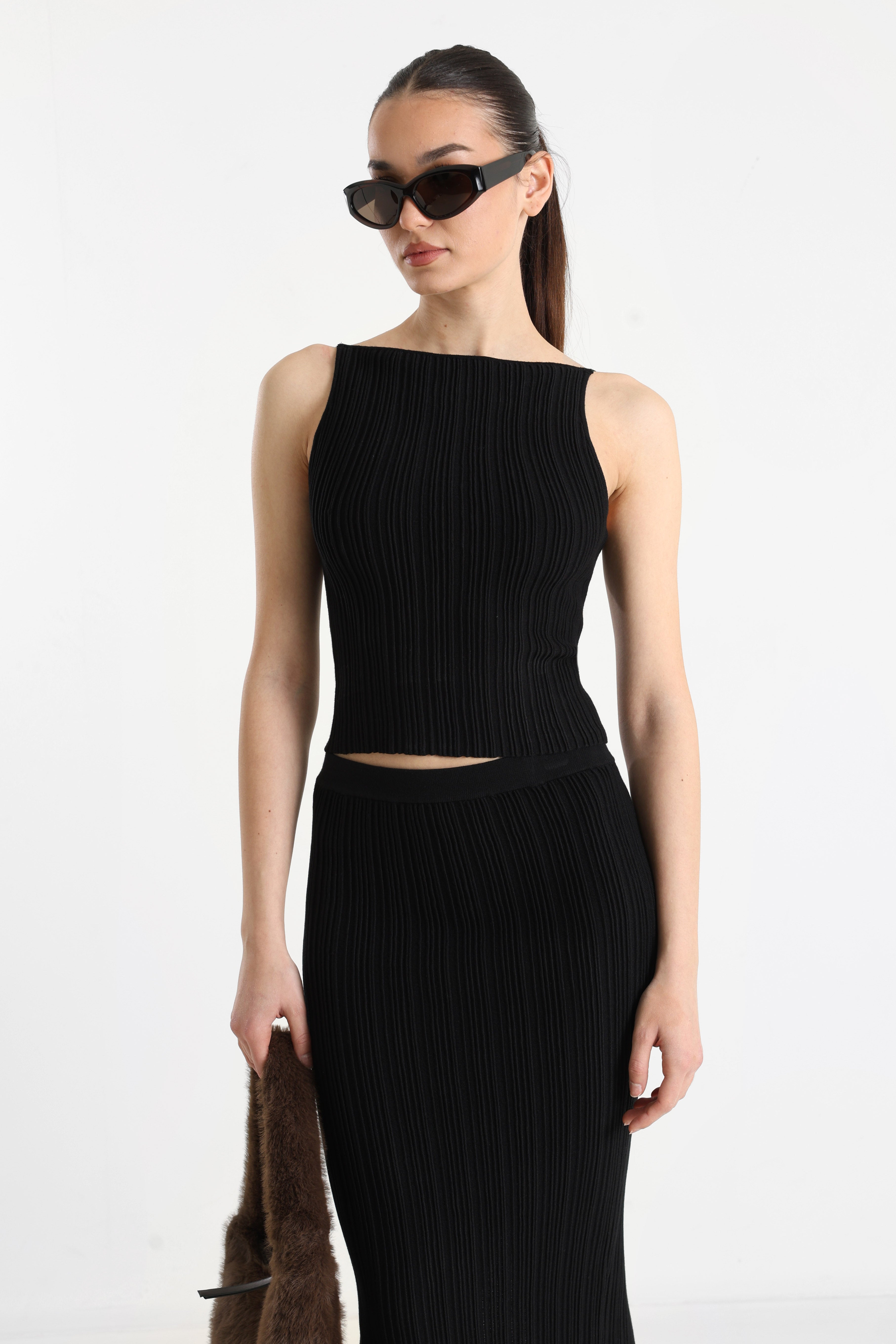 Crop Stricktop - Schwarz