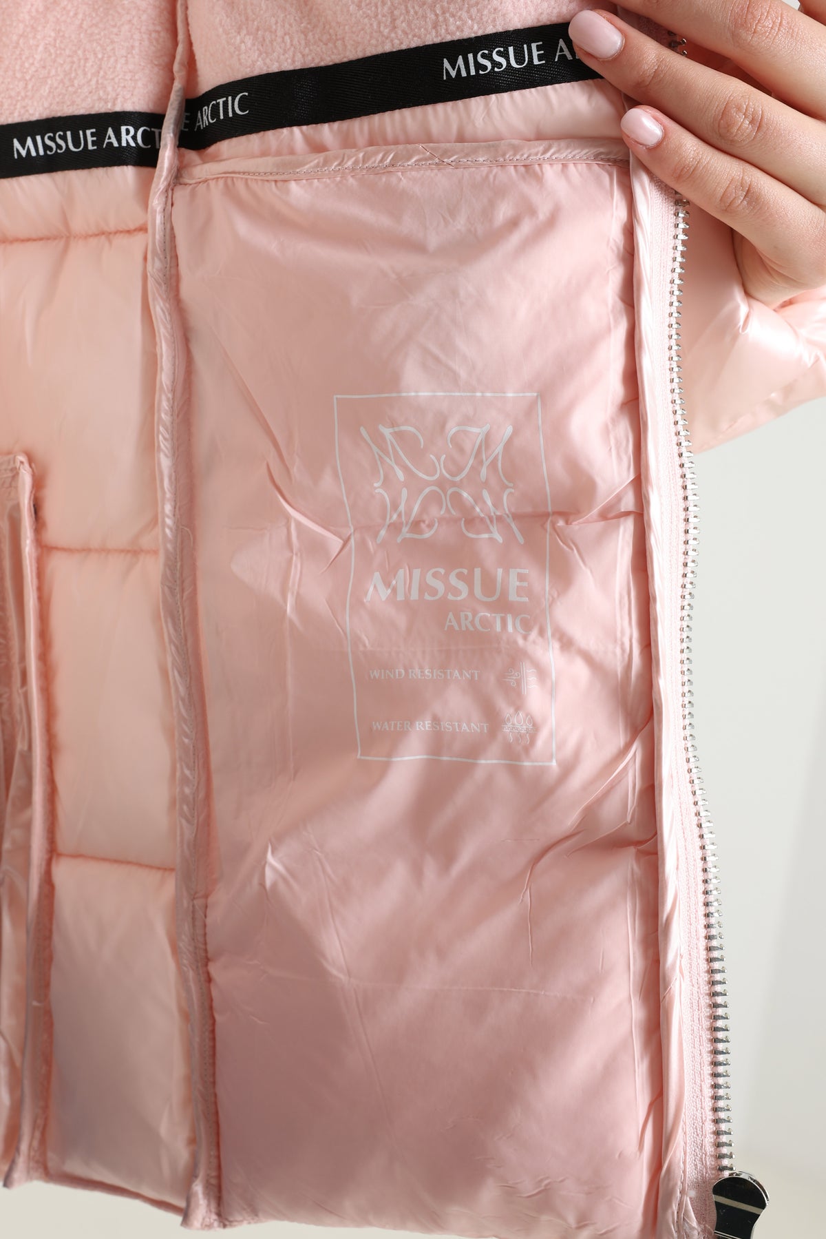 Veste matelassée effet brillant - Rose clair