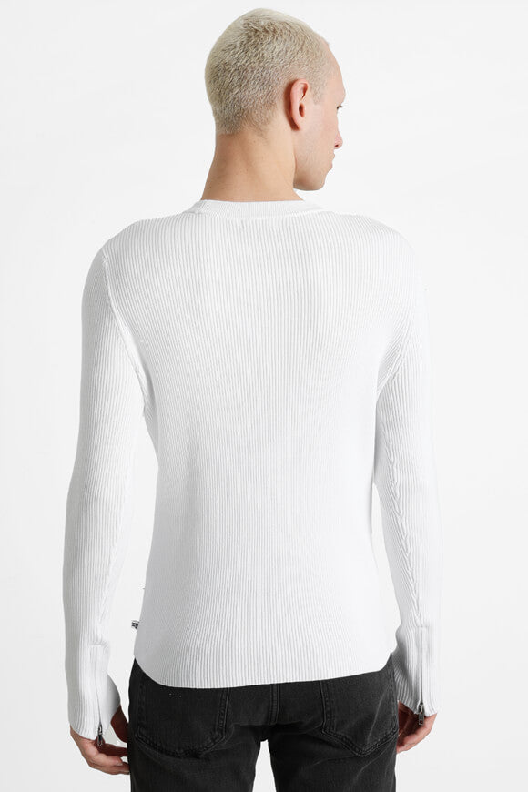 Gerippter Strickpullover - Weiss