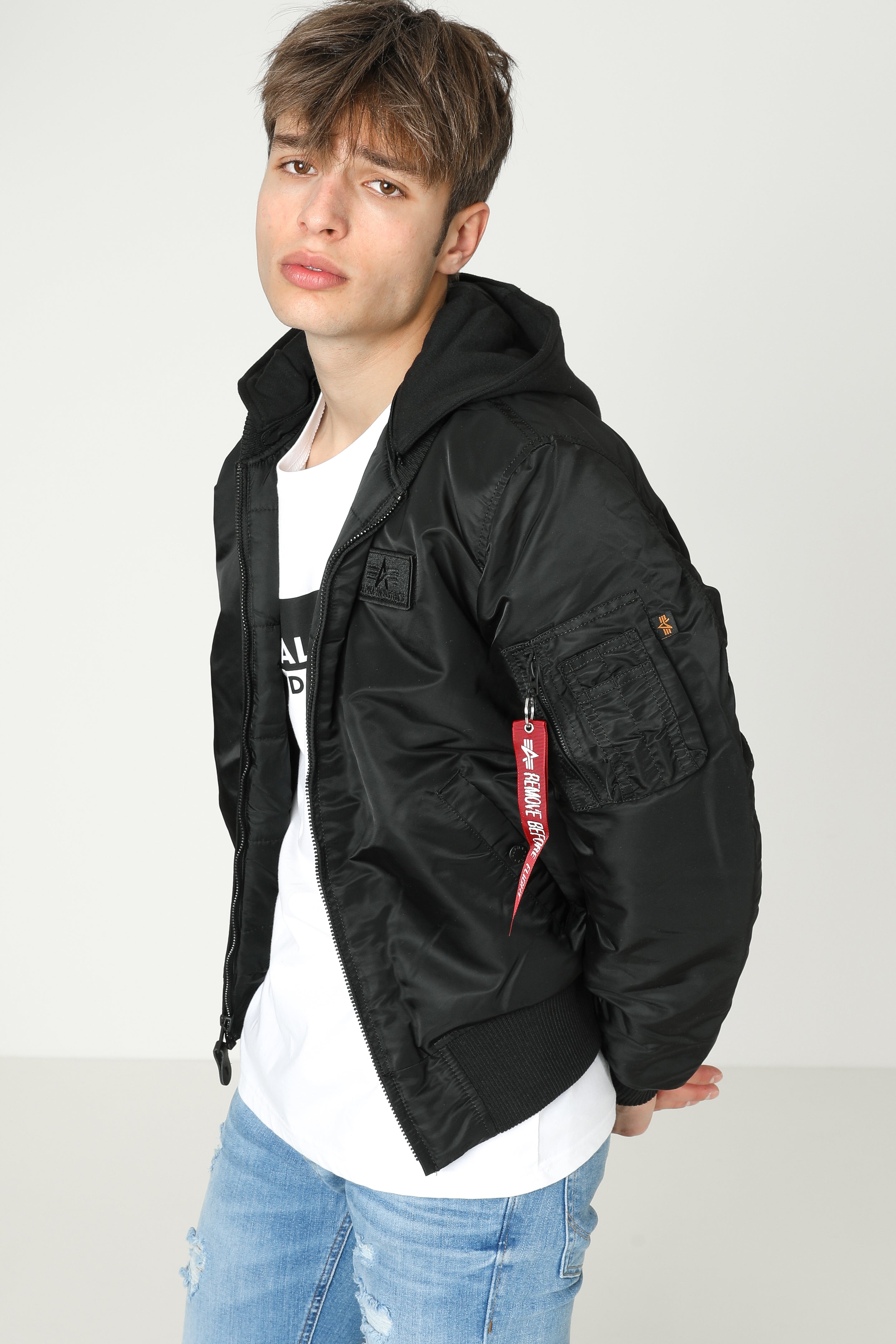Wattierte Bomberjacke - Schwarz + Weiss