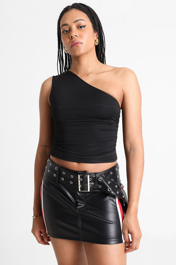 One Shoulder Crop Top - Noir