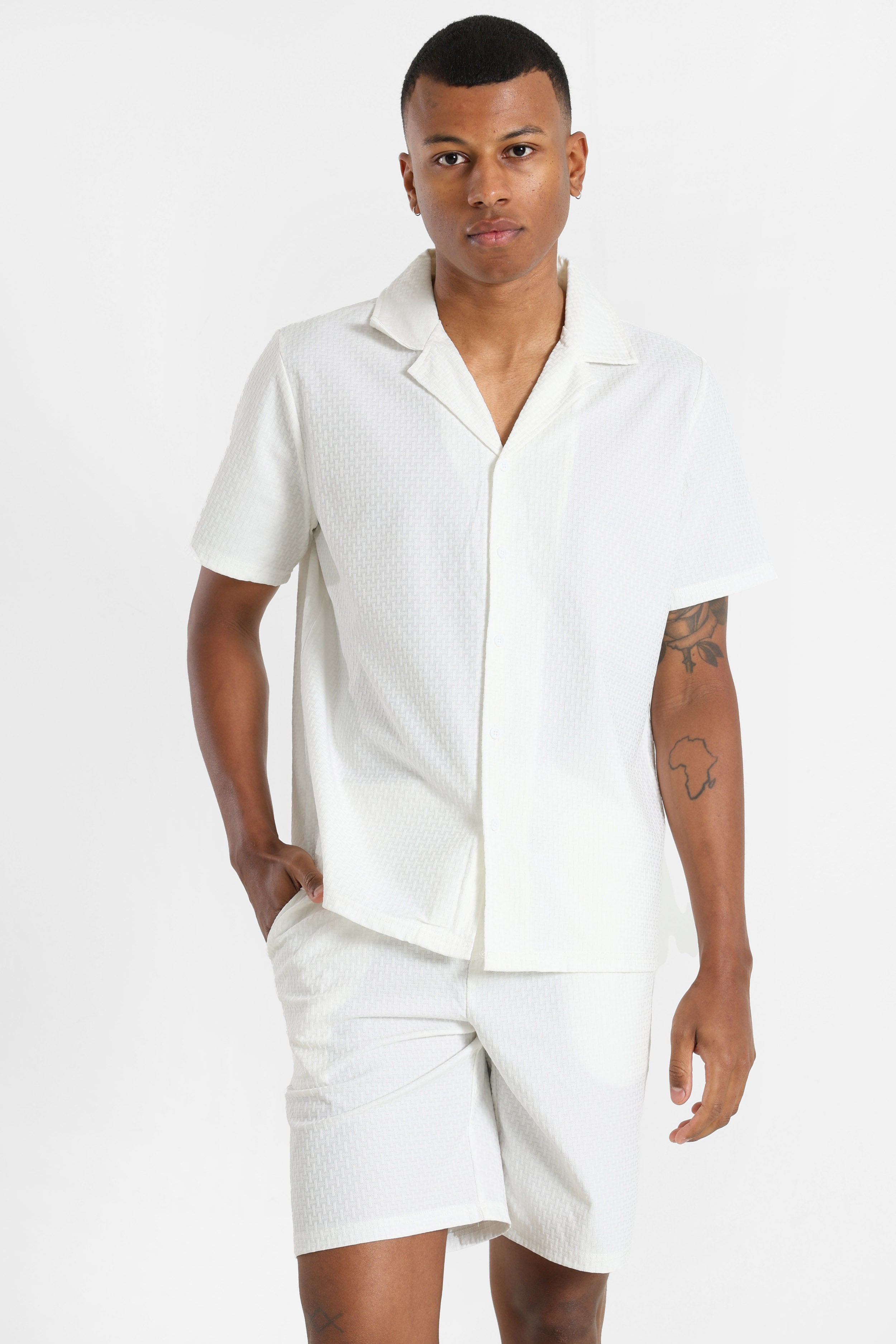 Strukturiertes Hemd - Offwhite