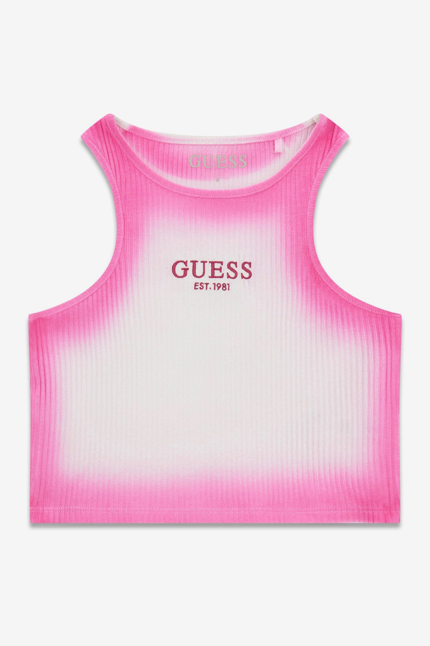 Geripptes Crop Tanktop - Pink + White