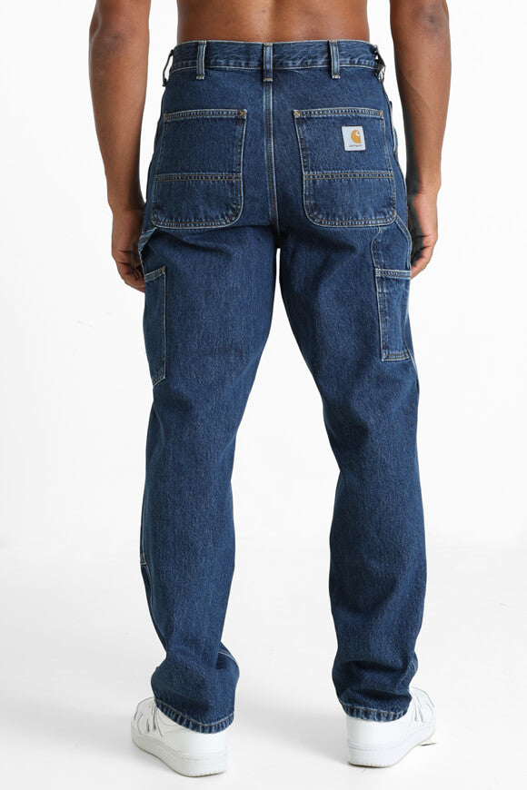 Double Knee Relaxed Straight Fit Jeans - Dark Blue