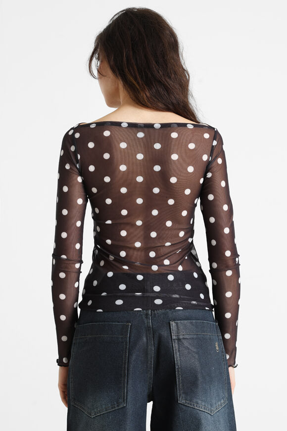 T-shirt à manches longues en maille - noir + blanc