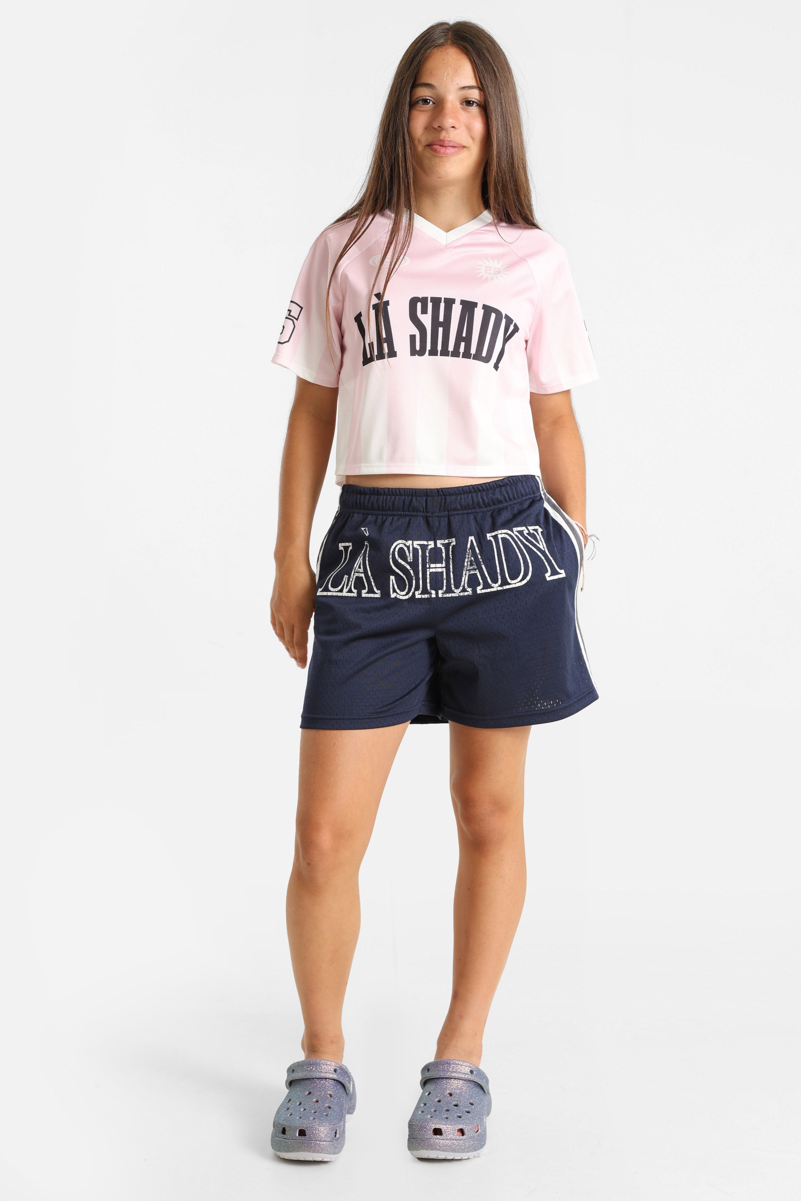 T-shirt corta in mesh - Rosa chiaro