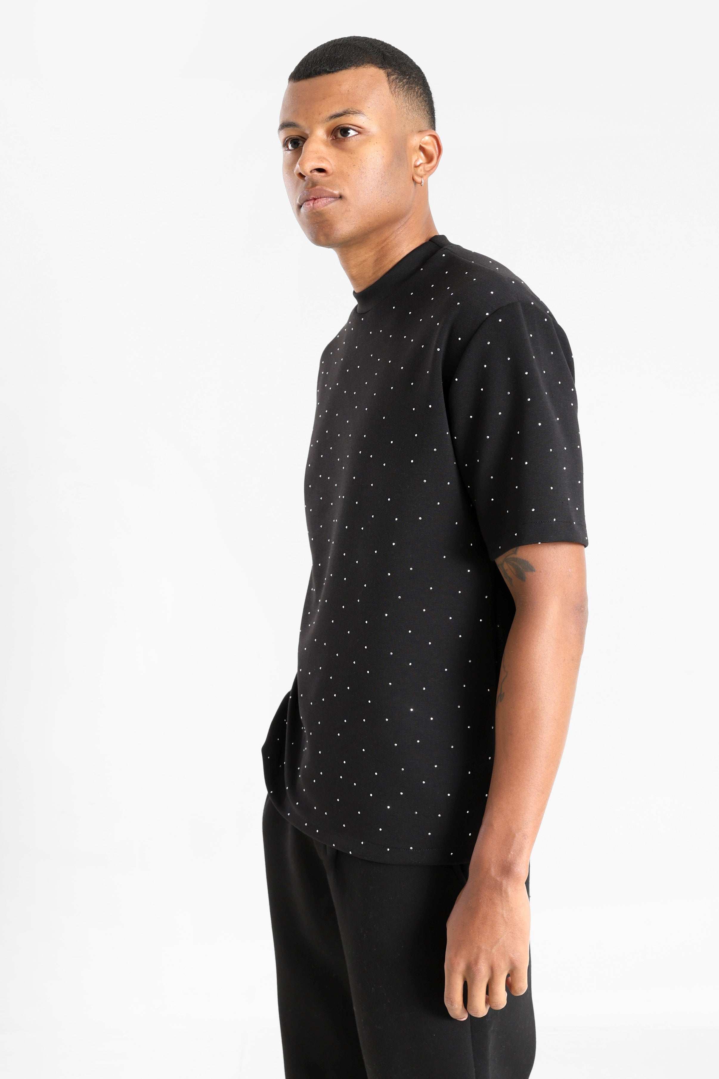 T-Shirt mit Strass - Black