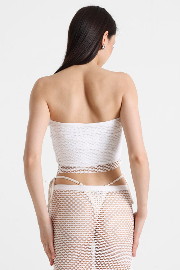 Short mesh bandeau top - Offwhite