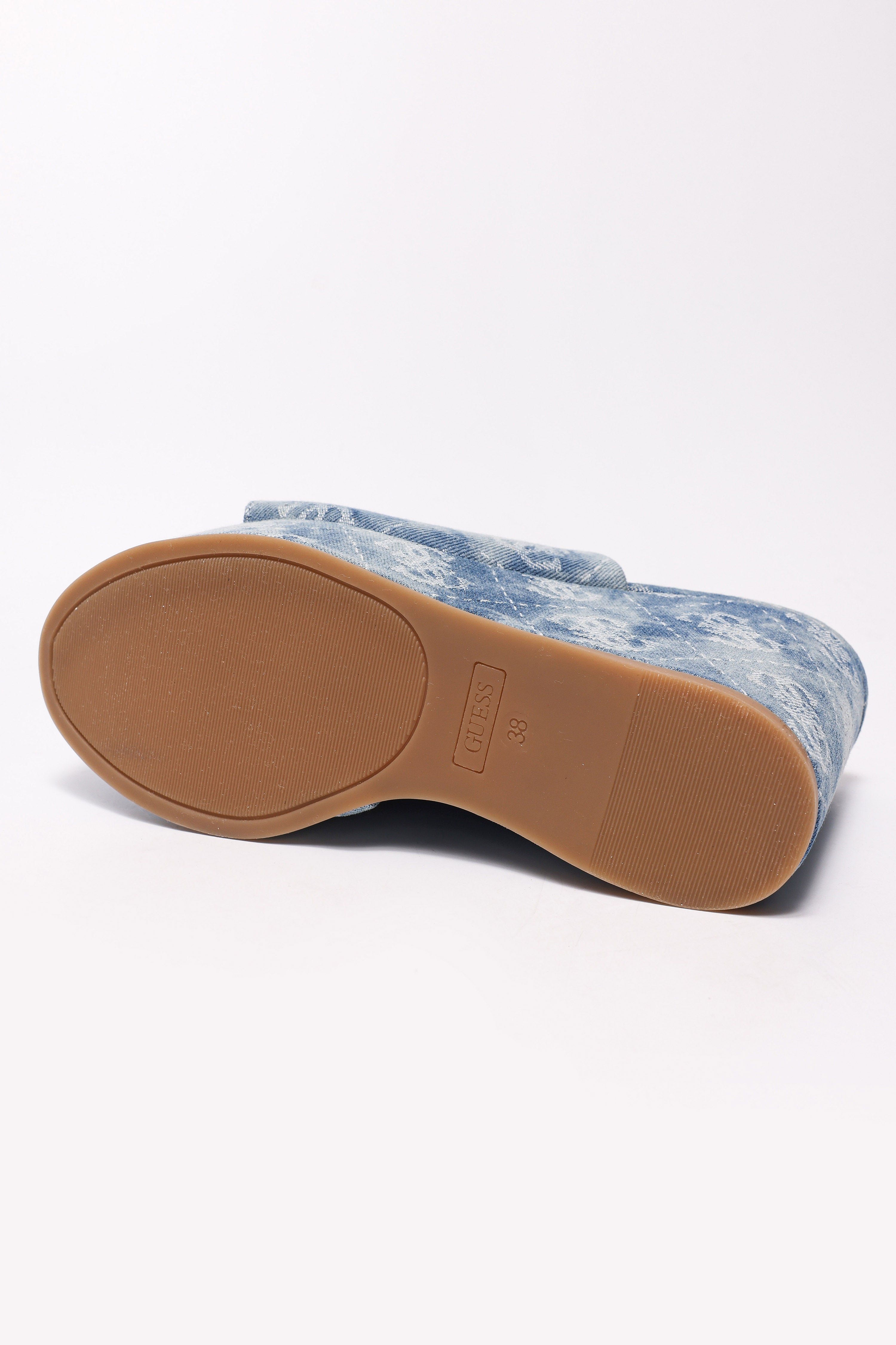 Evenza mules compensées en jean - Blue