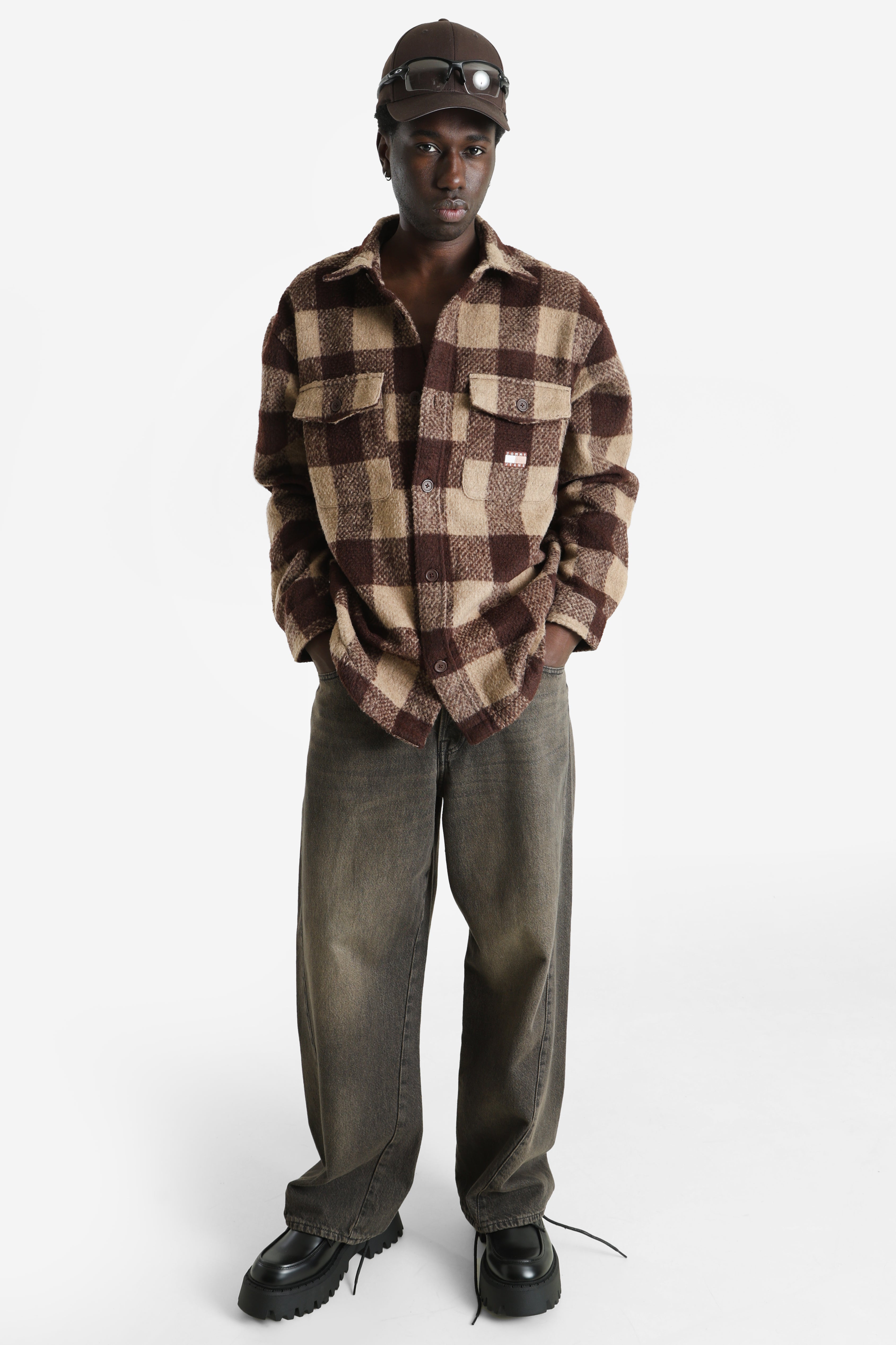 Oversize Overshirt - Rich Brown + Buffalo Check