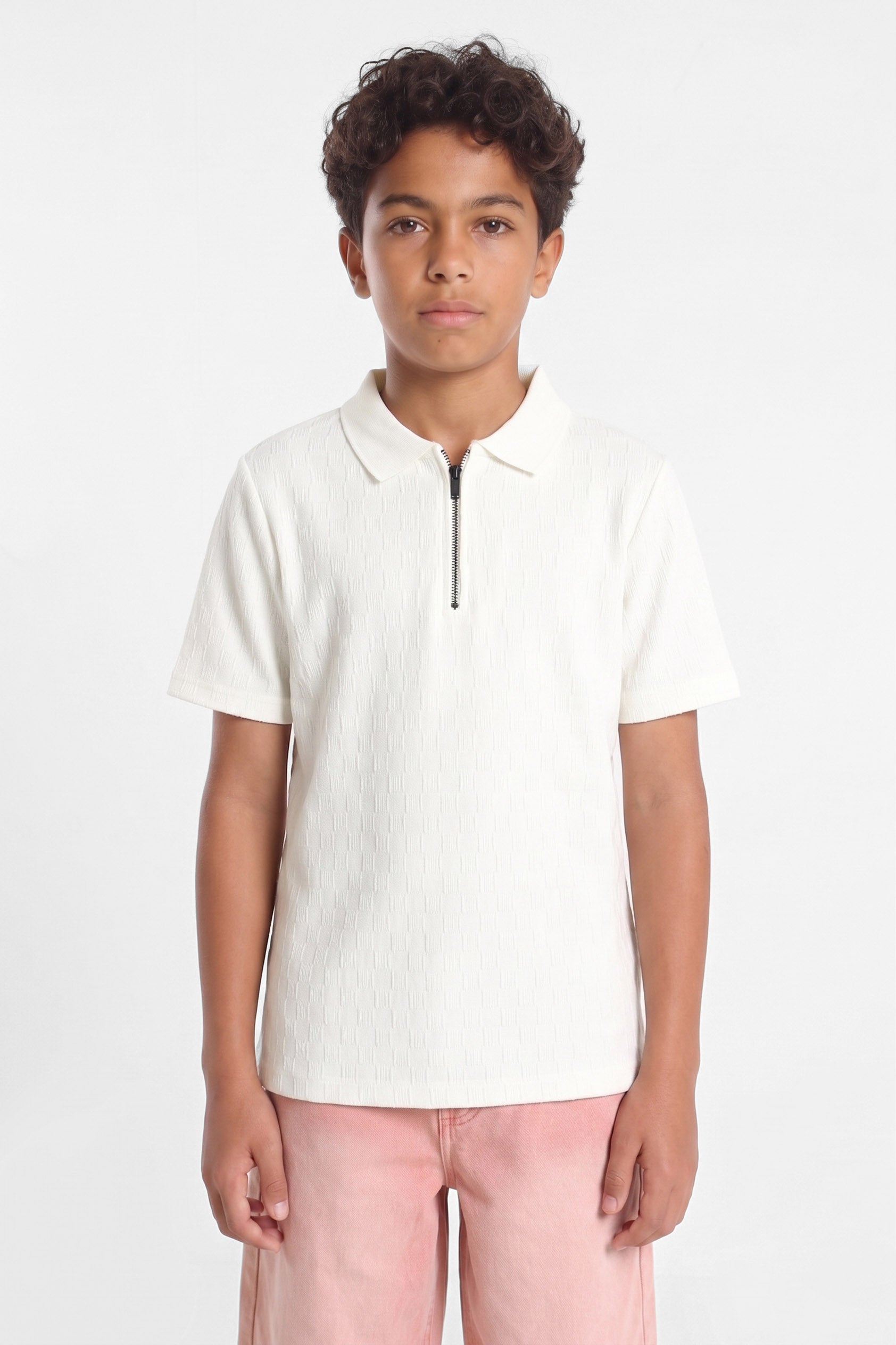 Strukturiertes Poloshirt - Offwhite