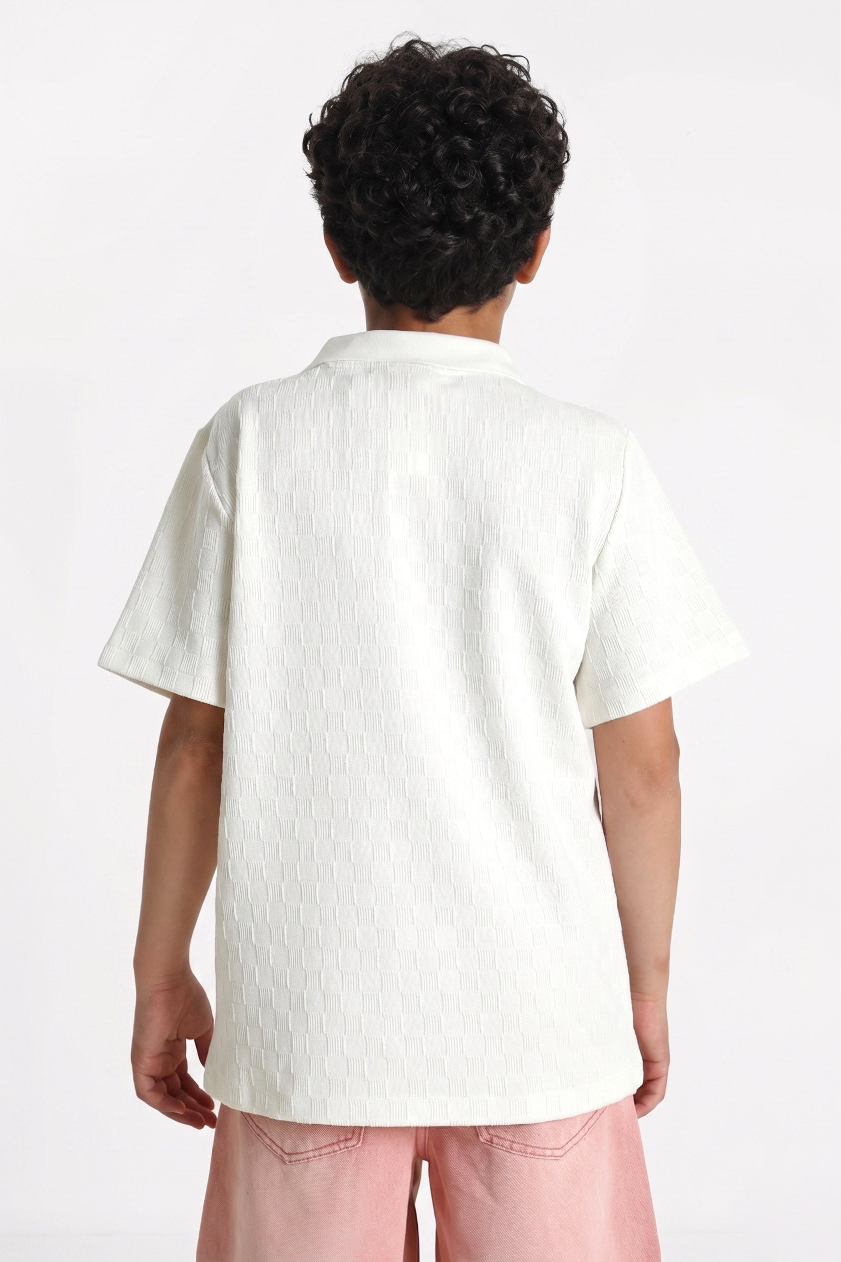 Strukturiertes Poloshirt - Offwhite