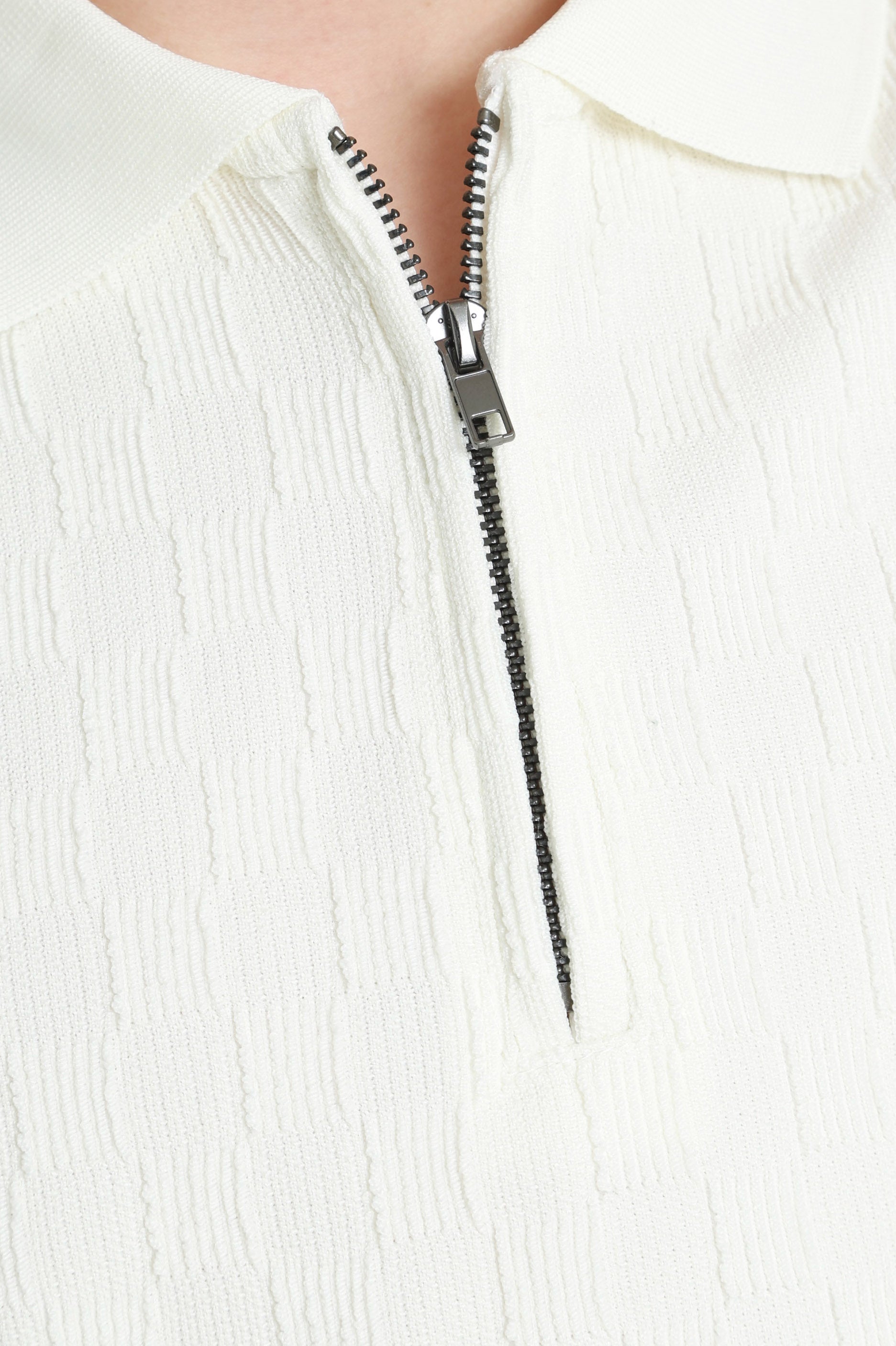Strukturiertes Poloshirt - Offwhite