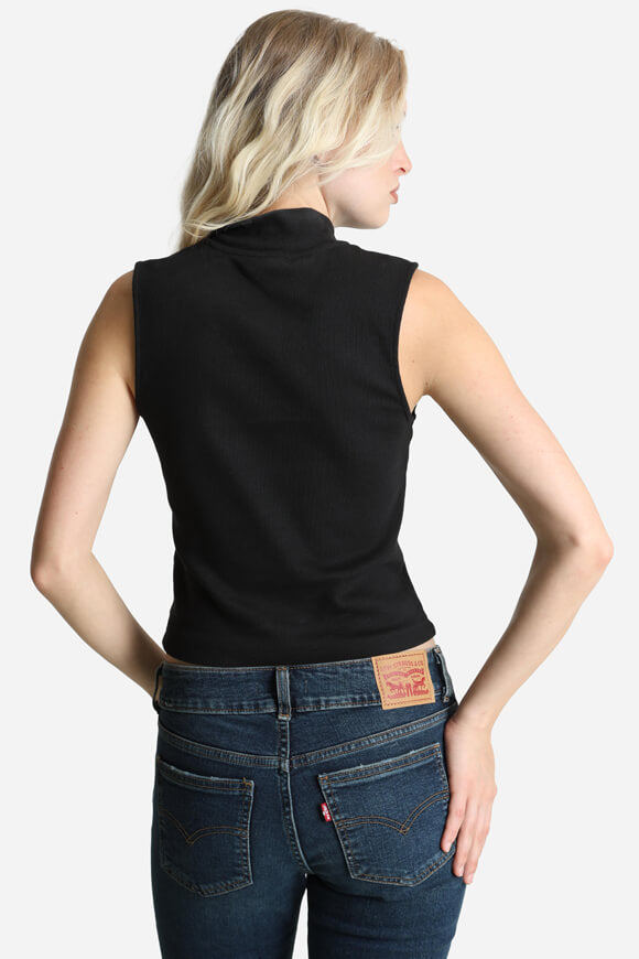 Geripptes Crop Top - Black