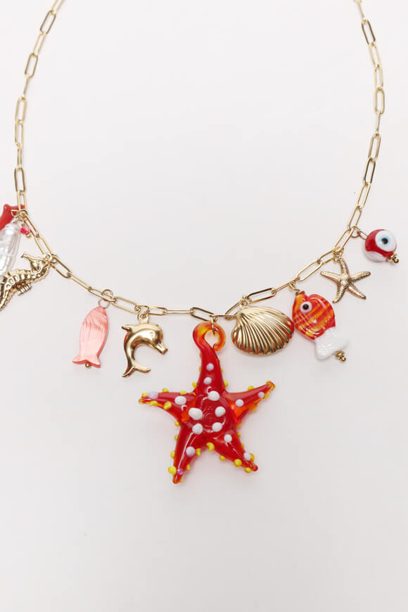 Collier - Gold + Red