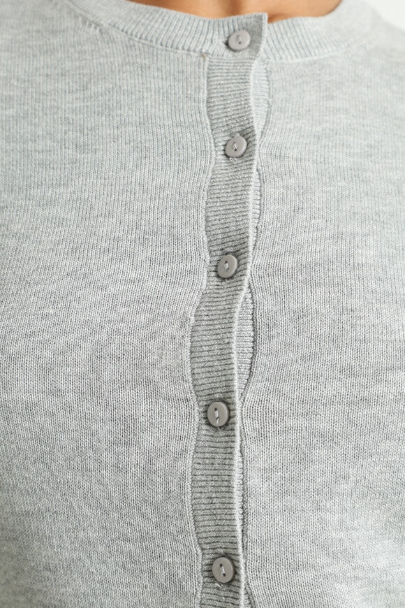 Fine knit crop T-shirt - mottled light gray