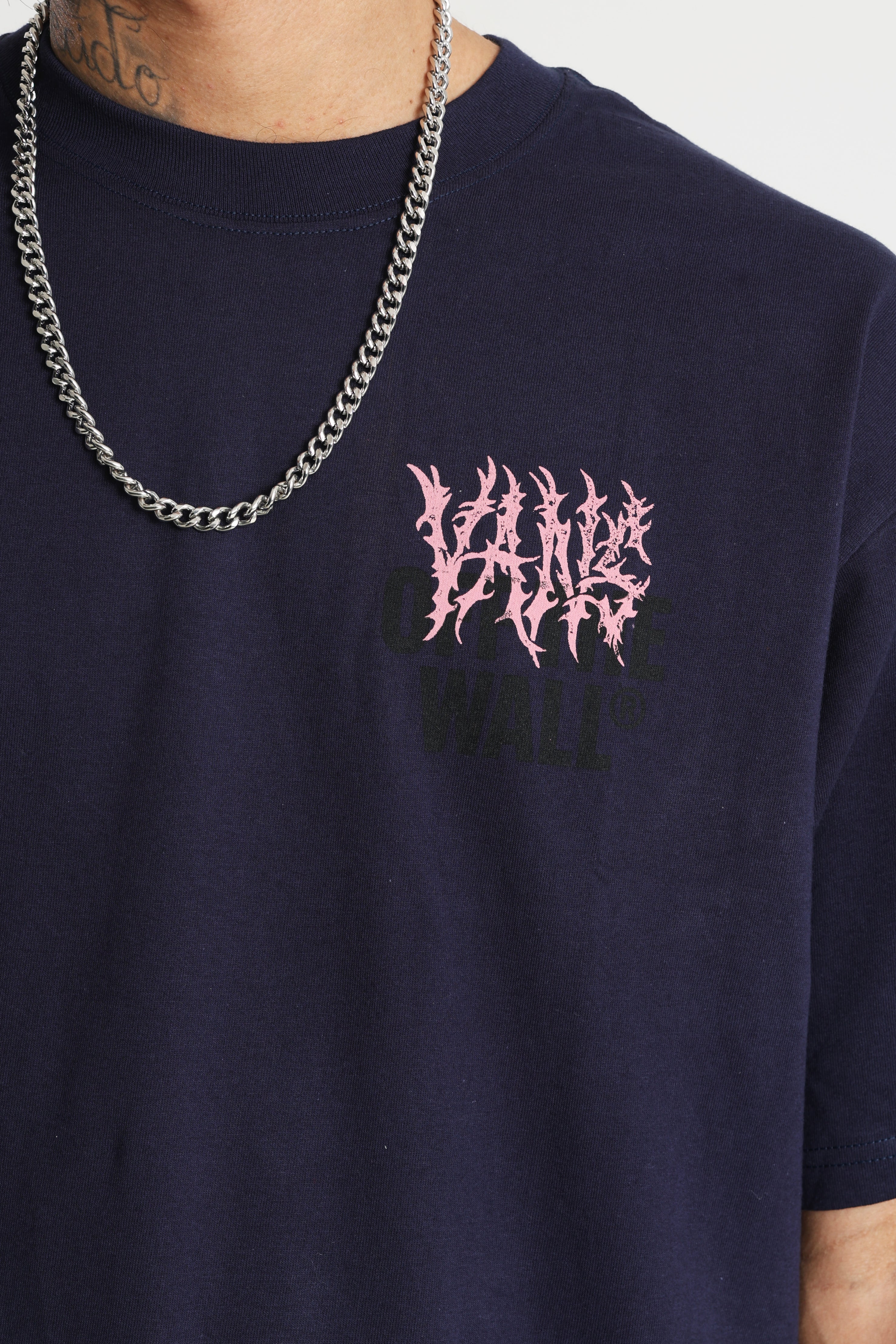Metal Wall Oversize T-Shirt - Navy