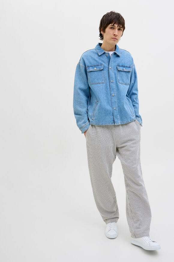 JPSTKARL Strukturierte Stoffhose - Dark Navy + Cloud Dancer