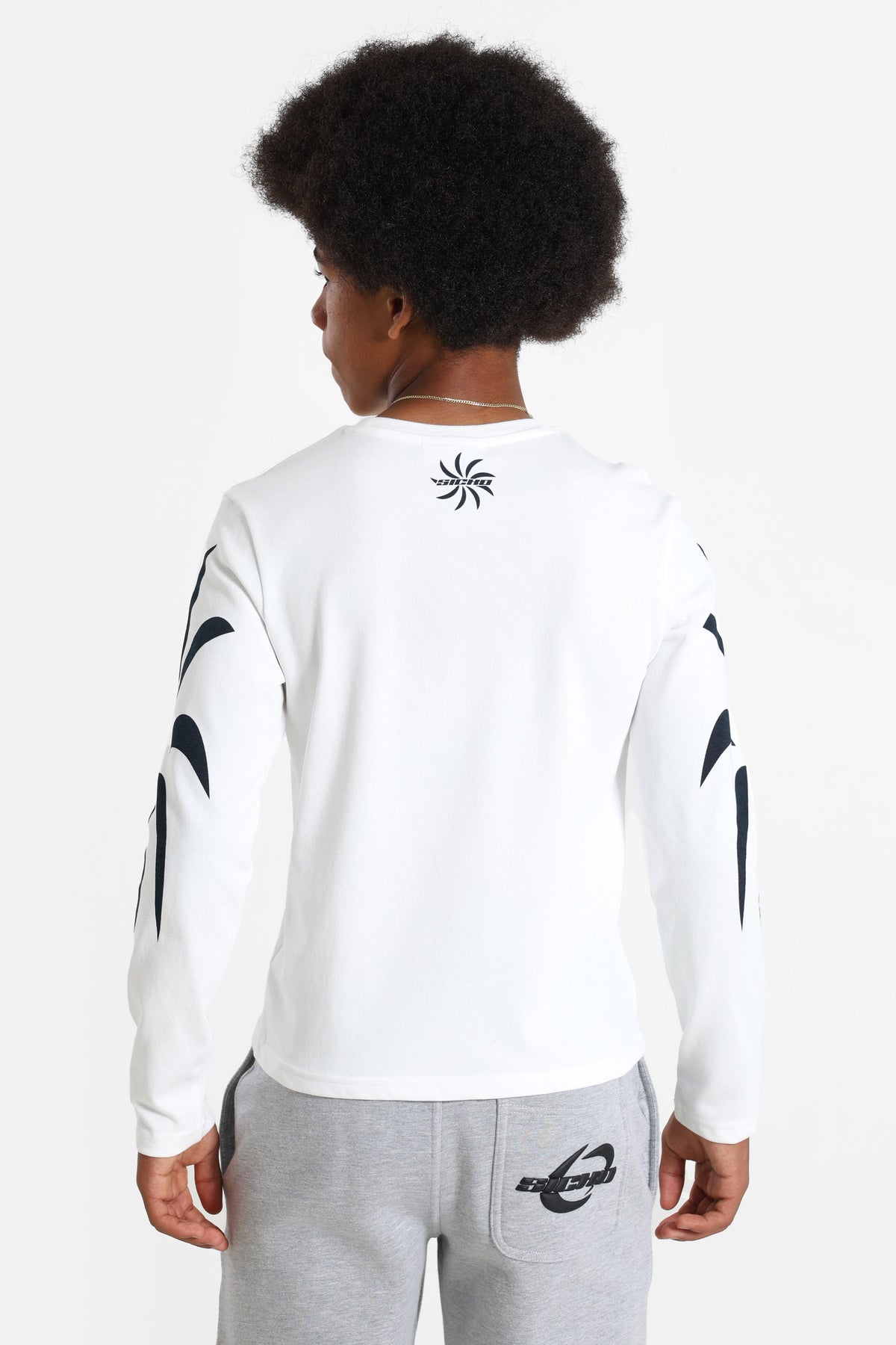 Langarmshirt - Offwhite + Marineblau