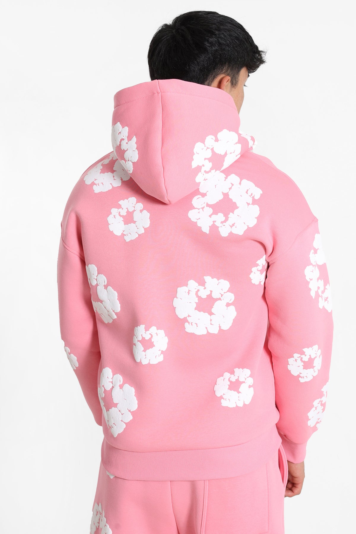 Kapuzensweatjacke - Pink + White