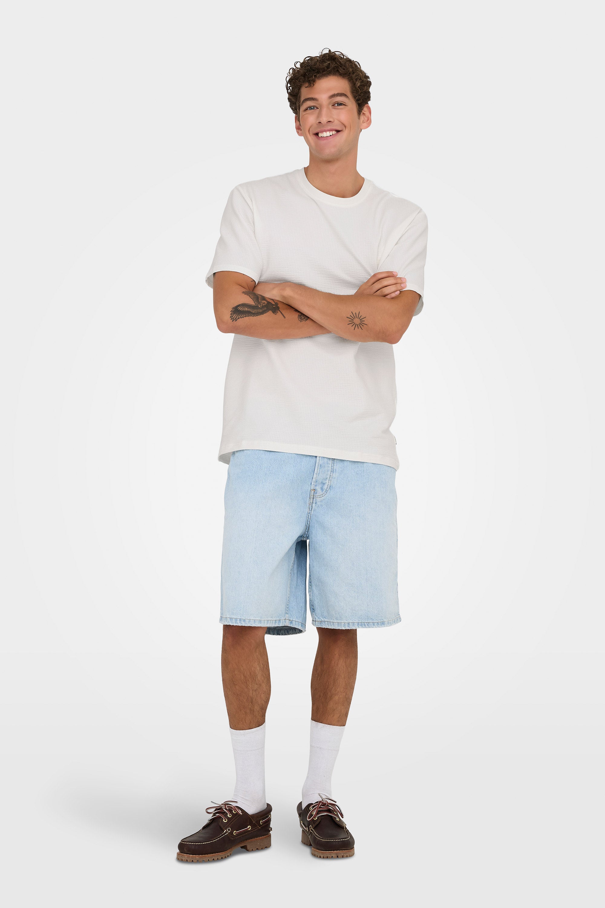 ONSKIAN T-Shirt mit Waffelstruktur - Cloud Dancer