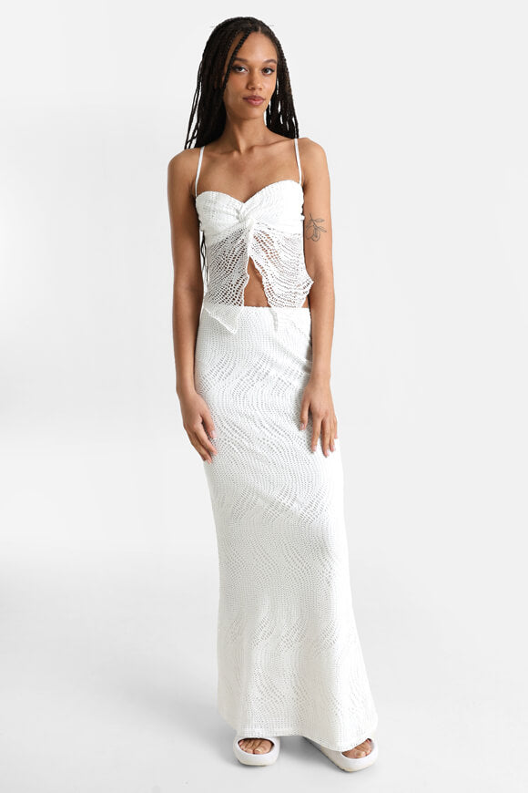 Crop Trägertop mit Lochmuster - Ecru