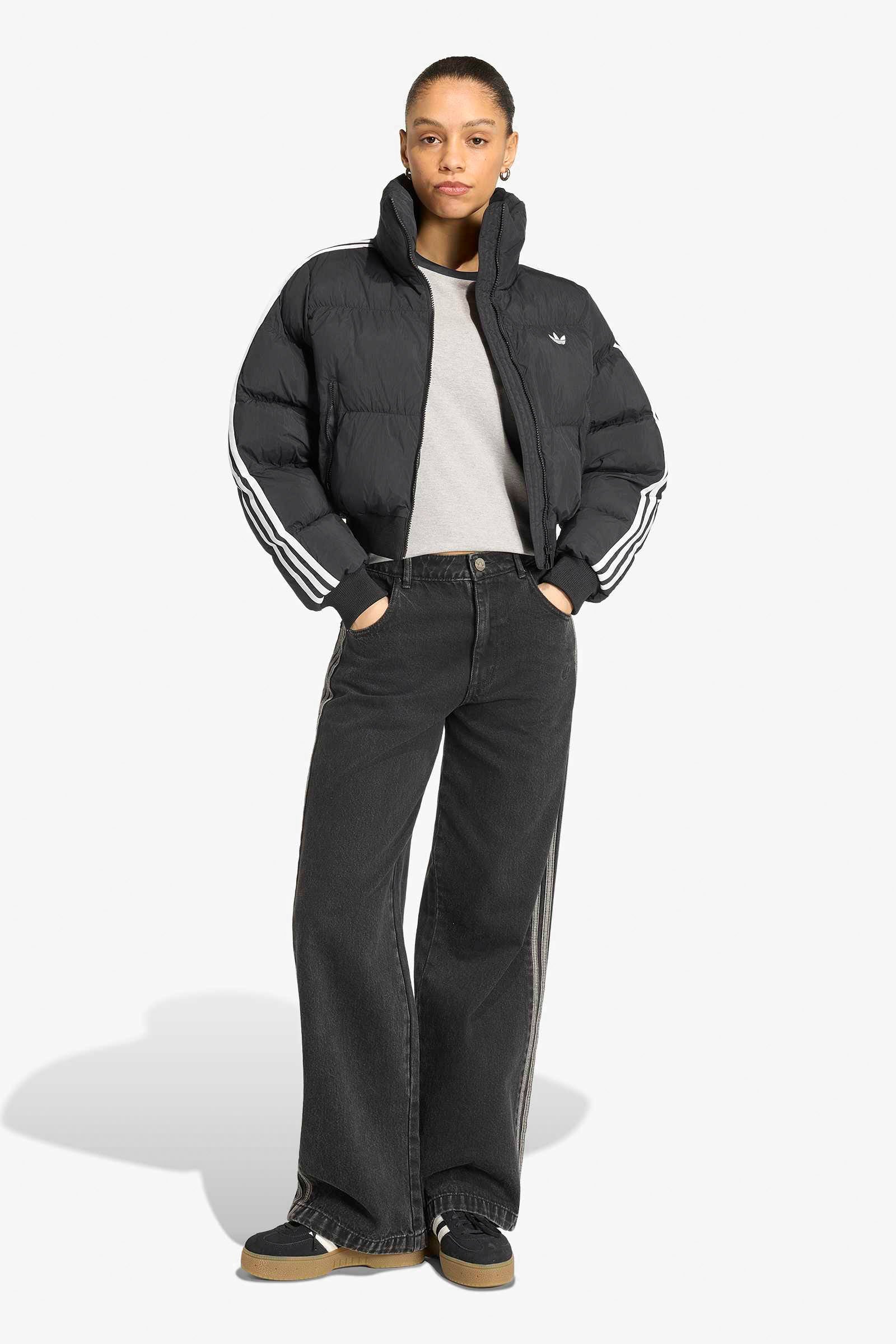 Crop Puffer Bomberjacke - Black